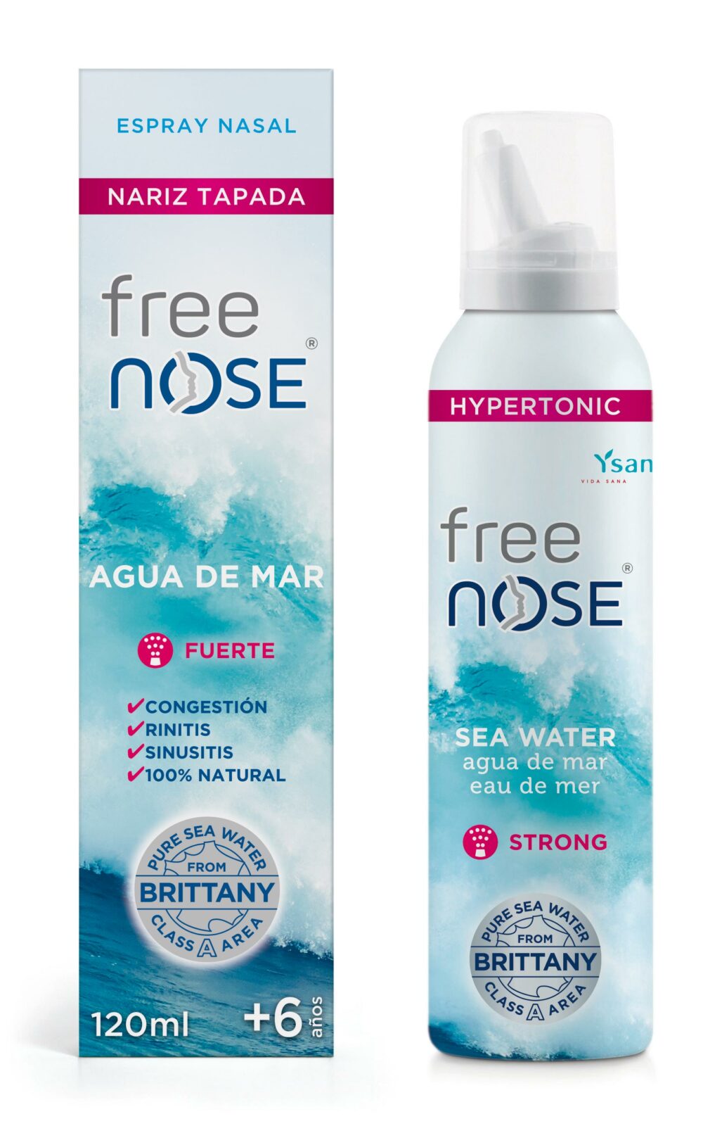 Free Nose® Agua de Mar Hipertónica Fuerza Fuerte espray nasal