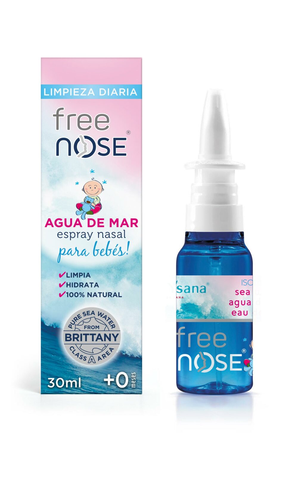 Free Nose® Pediatric Isotonic Seawater nasal spray 30ml de Ysana