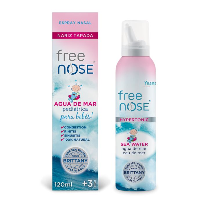 Spray nasal salino hipertónico para agua de mar natural (paquete de 3),  enjuague sinusal y alivio de síntomas de alergia sinusal, 3.38 onzas  líquidas